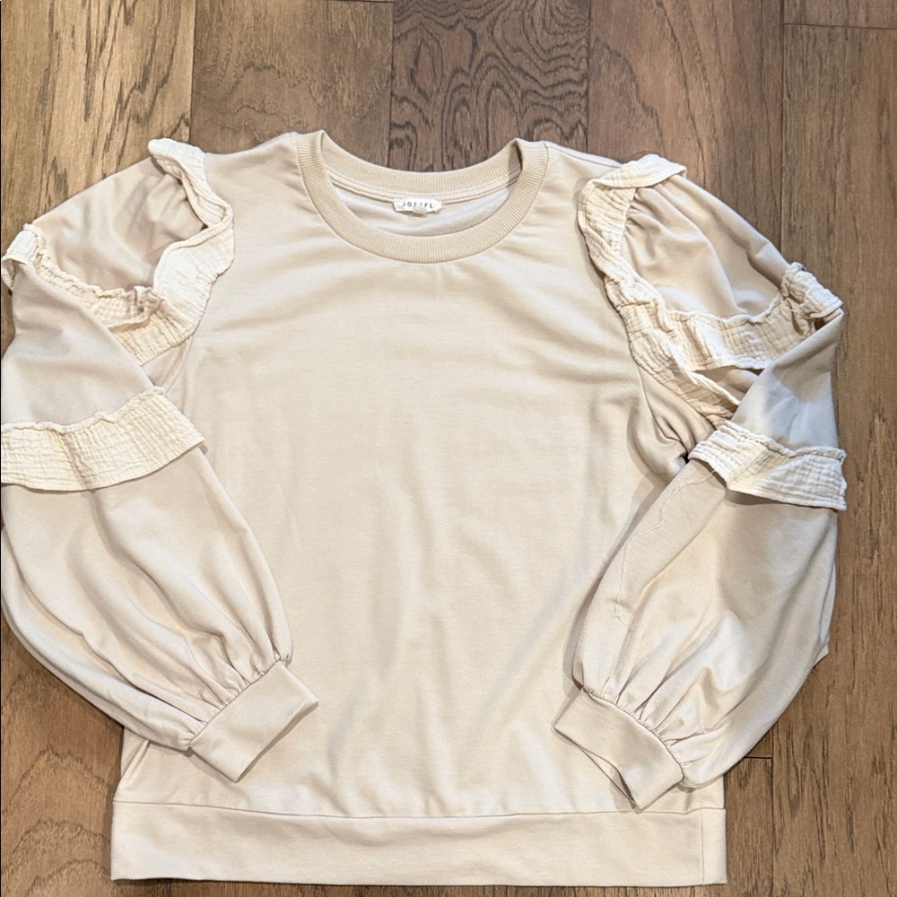 Cream Ruffle Sleeve Sweatshirt